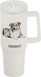 E&S PETS Australian Shepherd Stainless Steel Tumbler, 40-oz, Ivory