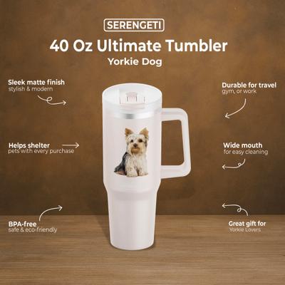 Show full view: E&S PETS Yorkie Stainless Steel Tumbler, 40-oz, Pink slide 4 of 6