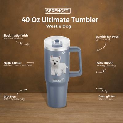 Show full view: E&S PETS Westie Stainless Steel Tumbler, 40-oz, Steel slide 4 of 6