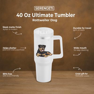 Show full view: E&S PETS Rottweiler Stainless Steel Tumbler, 40-oz, Ivory slide 4 of 6