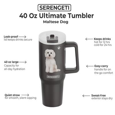 Show full view: E&S PETS Maltese Stainless Steel Tumbler, 40-oz, Gray slide 2 of 6