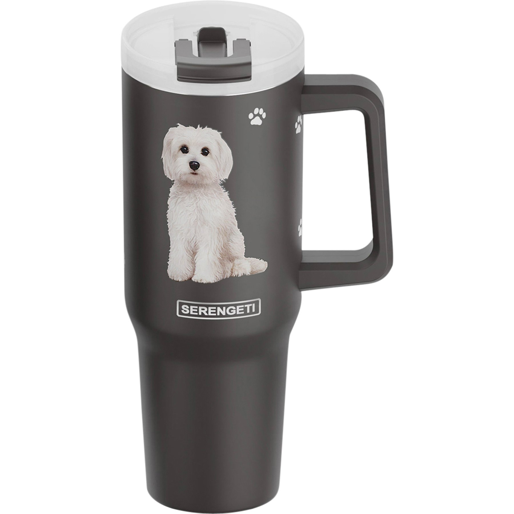 E&S PETS Maltese Stainless Steel Tumbler, 40-oz, Gray