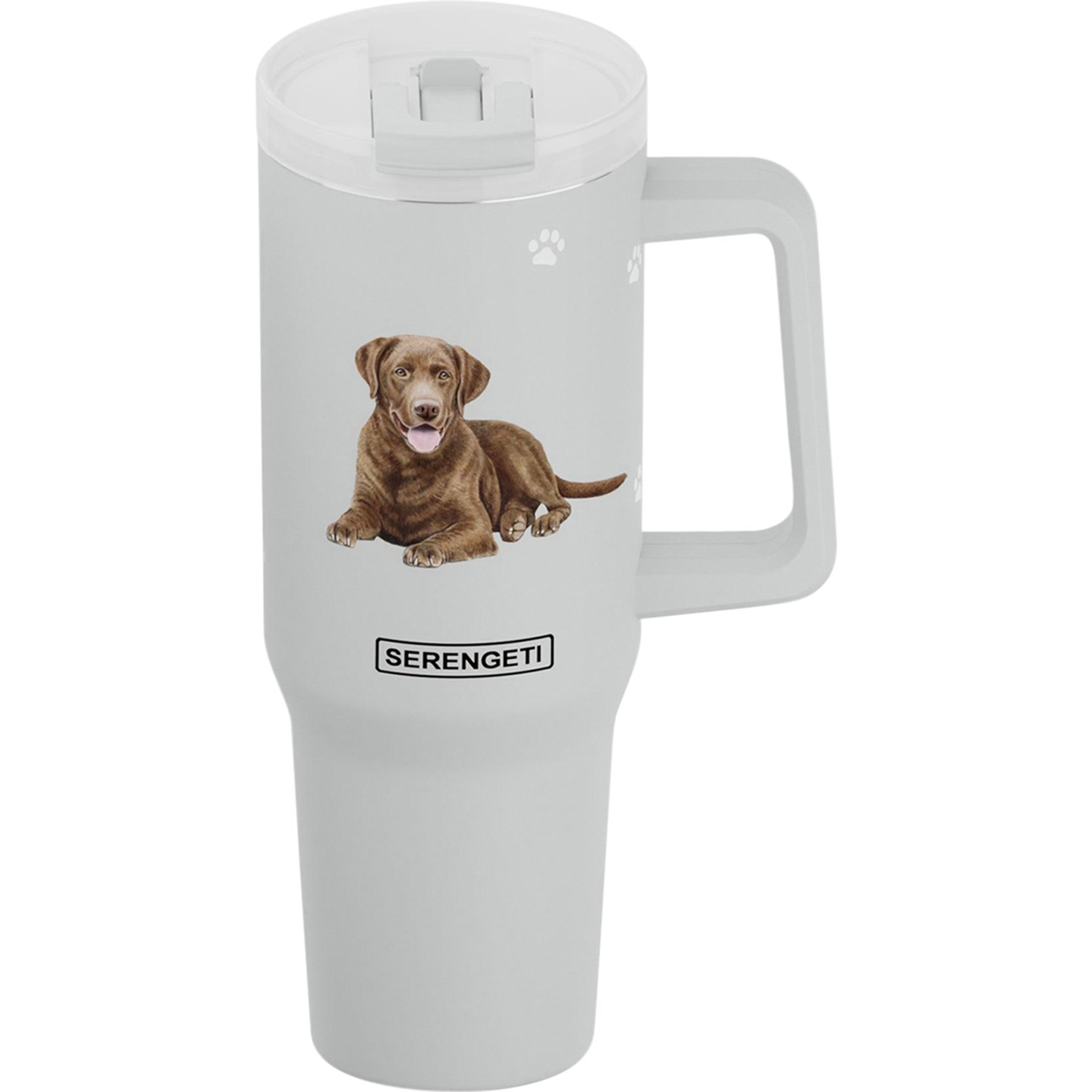 E&S PETS Chocolate Labrador Stainless Steel Tumbler, 40-oz, Gray