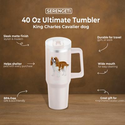 Show full view: E&S PETS Cavalier King Charles Stainless Steel Tumbler, 40-oz, Pink slide 4 of 6