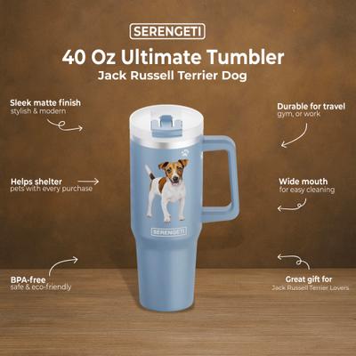 Show full view: E&S PETS Jack Russel Stainless Steel Tumbler, 40-oz, Steel slide 4 of 6
