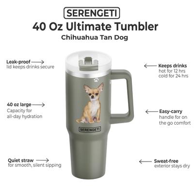 Show full view: E&S PETS Chihuahua Stainless Steel Tumbler, 40-oz, Green slide 2 of 6