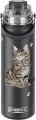 E&S PETS Maine Coon Stainless Steel Water Bottle, 24-oz, Purple