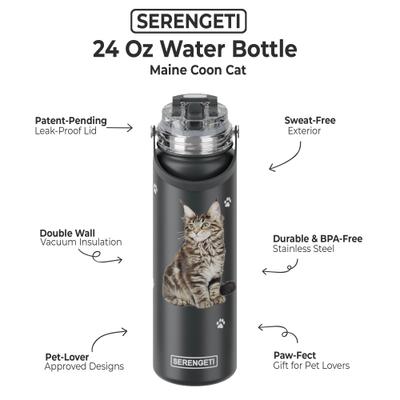Show full view: E&S PETS Maine Coon Stainless Steel Water Bottle, 24-oz, Purple slide 2 of 5