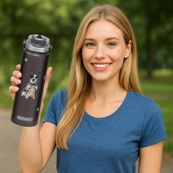 E&S PETS Australian Cattle Dog Stainless Steel Water Bottle, 24-oz, Black slide 2 of 4