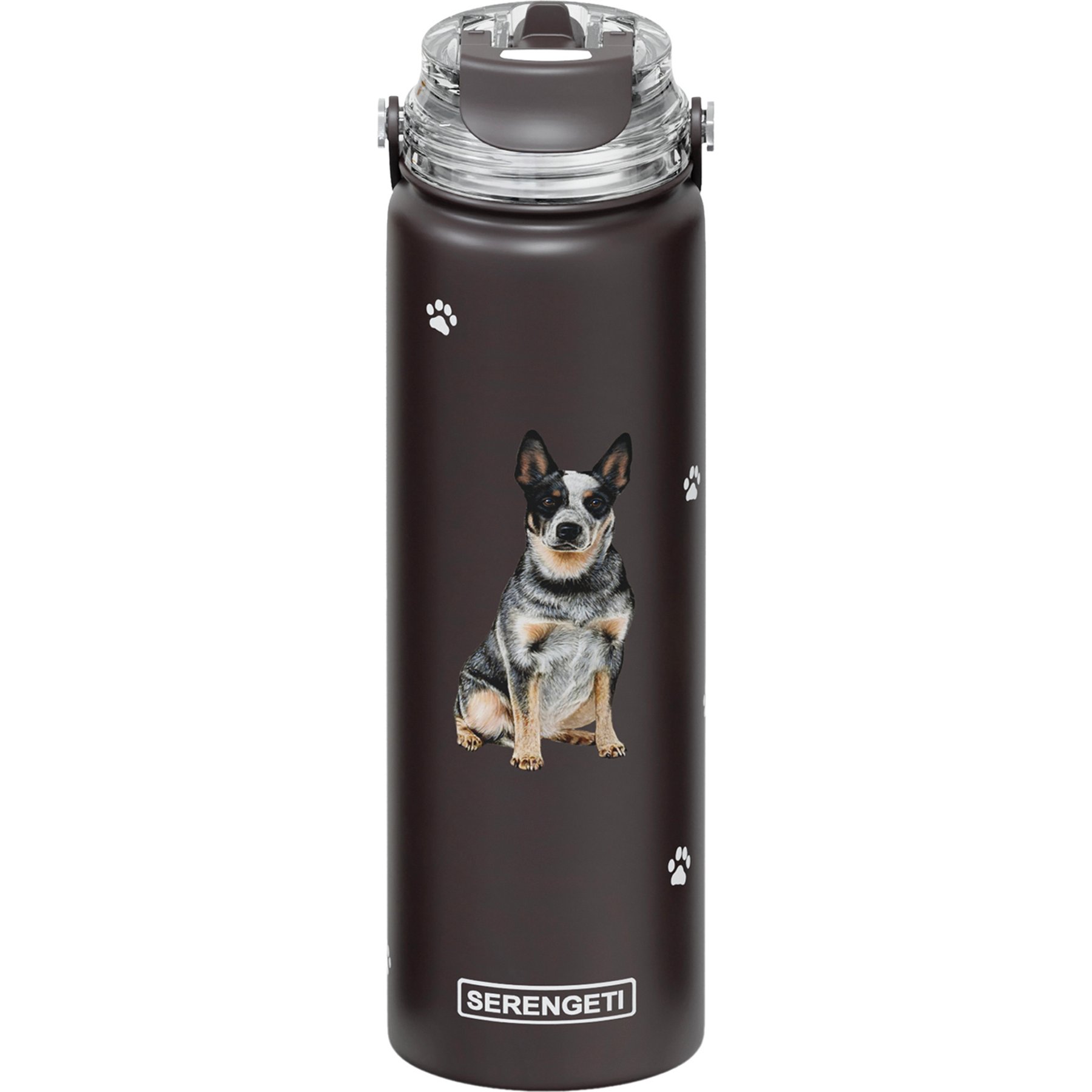 E&S PETS Australian Cattle Dog Stainless Steel Water Bottle, 24-oz, Black