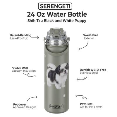 Show full view: E&S PETS Shih Tzu Stainless Steel Water Bottle, 24-oz, Purple slide 2 of 5