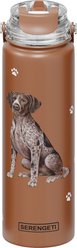 E&S PETS German Shorthaired pointer Stainless Steel Water Bottle, 24-oz, Brown