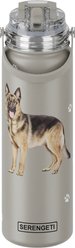 E&S PETS German Shepherd Stainless Steel Water Bottle, 24-oz, Gray