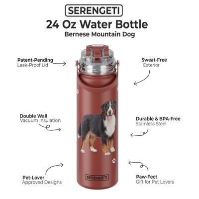 Show full view: E&S PETS Bernese Mt. Dog Stainless Steel Water Bottle, 24-oz, Red slide 2 of 5