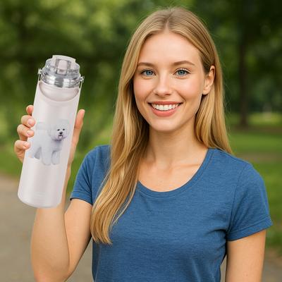 Show full view: E&S PETS Bichon Frise Stainless Steel Water Bottle, 24-oz, Pink slide 4 of 5