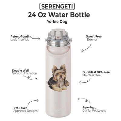 Show full view: E&S PETS Yorkie Stainless Steel Water Bottle, 24-oz, Pink slide 2 of 5