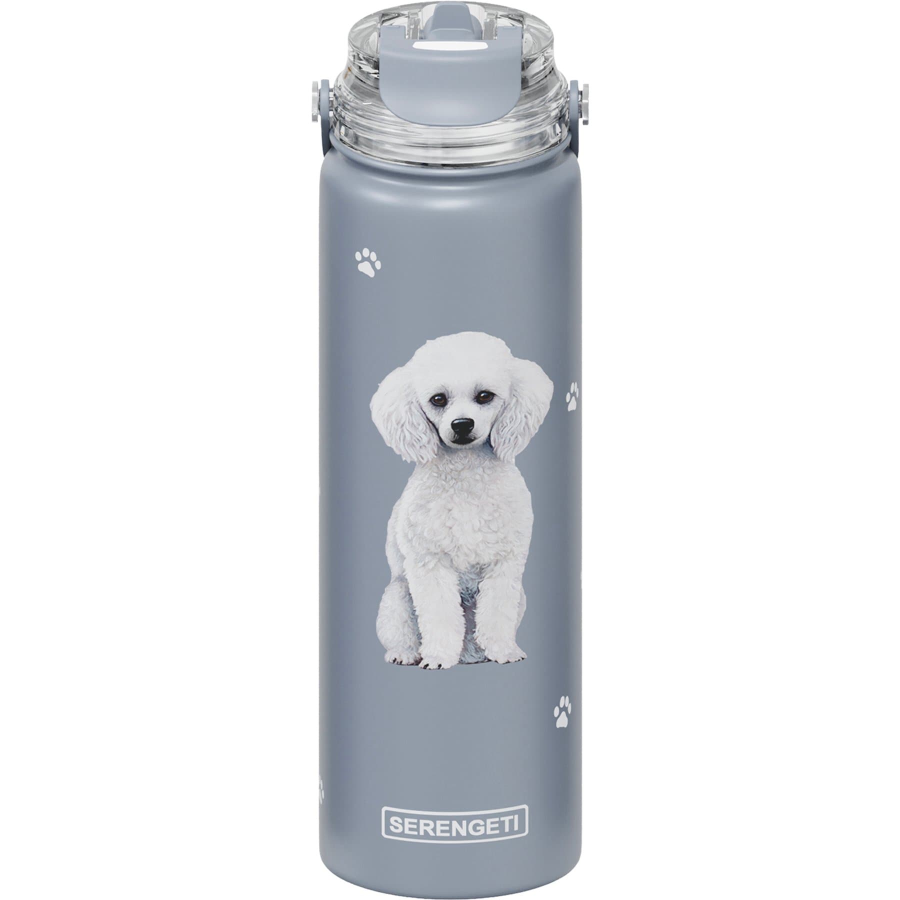 E&S PETS Poodle Stainless Steel Water Bottle, 24-oz, Light Blue