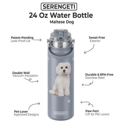 Show full view: E&S PETS Maltese Stainless Steel Water Bottle, 24-oz, Light Blue slide 2 of 5