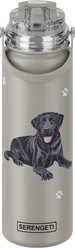 E&S PETS Black Lab Stainless Steel Water Bottle, 24-oz, Gray