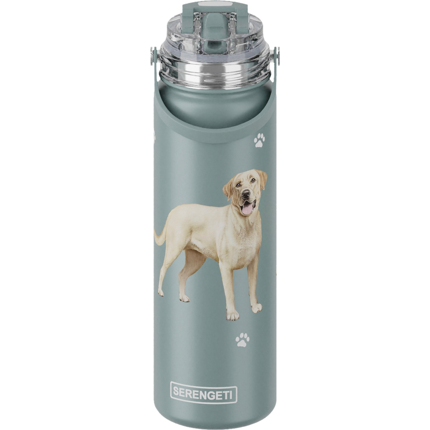 E&S PETS Yellow Lab Stainless Steel Water Bottle, 24-oz, Green