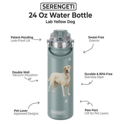 Show full view: E&S PETS Yellow Lab Stainless Steel Water Bottle, 24-oz, Green slide 2 of 5