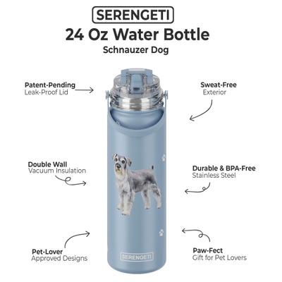 Show full view: E&S PETS Schnauzer Stainless Steel Water Bottle, 24-oz, Light Blue slide 2 of 5