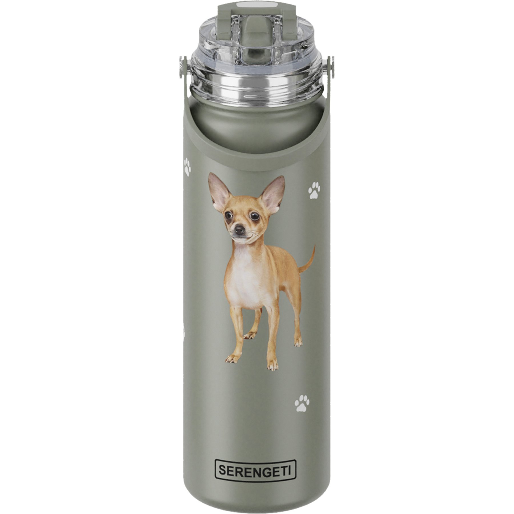 E&S PETS Chihuahua Stainless Steel Water Bottle, 24-oz, Green