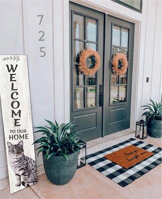 Show full view: E&S PETS Silver Tabby Wooden Welcome Sign slide 3 of 6