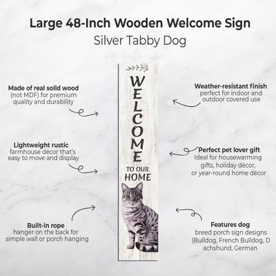 Show full view: E&S PETS Silver Tabby Wooden Welcome Sign slide 2 of 6