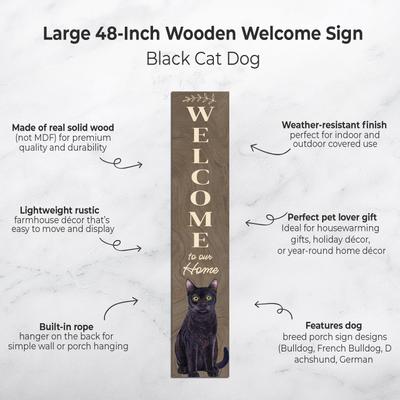 Show full view: E&S PETS Black Cat Wooden Welcome Sign slide 2 of 6