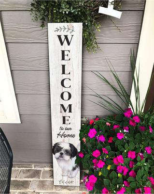 Show full view: E&S PETS Black Shih Tzu Wooden Welcome Sign slide 4 of 6