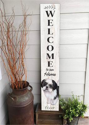 Show full view: E&S PETS Black Shih Tzu Wooden Welcome Sign slide 5 of 6