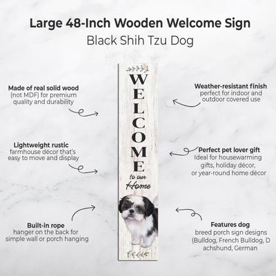 Show full view: E&S PETS Black Shih Tzu Wooden Welcome Sign slide 2 of 6