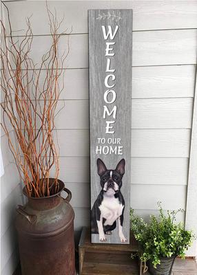 Show full view: E&S PETS Boston Terrier Wooden Welcome Sign slide 5 of 6