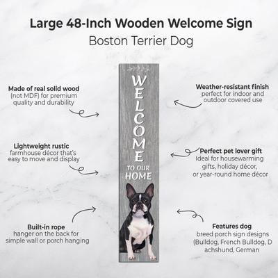 Show full view: E&S PETS Boston Terrier Wooden Welcome Sign slide 2 of 6