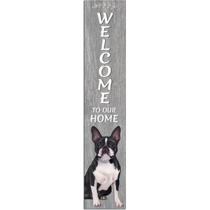 E&S PETS Boston Terrier Wooden Welcome Sign