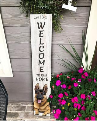 Show full view: E&S PETS German Shepherd Wooden Welcome Sign slide 4 of 6