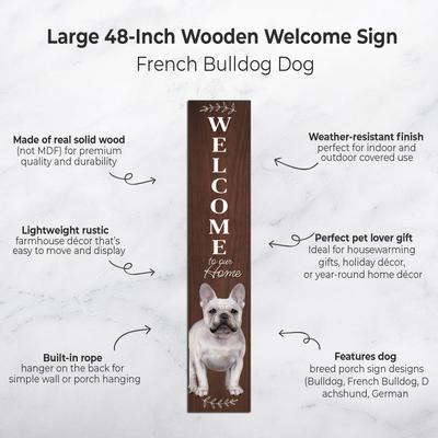 Show full view: E&S PETS French Bulldog Wooden Welcome Sign slide 2 of 6