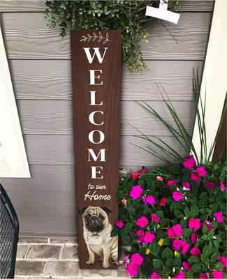 Show full view: E&S PETS Pug Wooden Welcome Sign slide 4 of 6