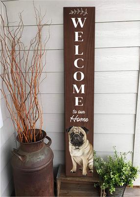 Show full view: E&S PETS Pug Wooden Welcome Sign slide 5 of 6