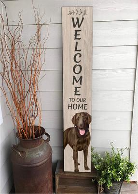 Show full view: E&S PETS Chocolate Lab Wooden Welcome Sign slide 5 of 6
