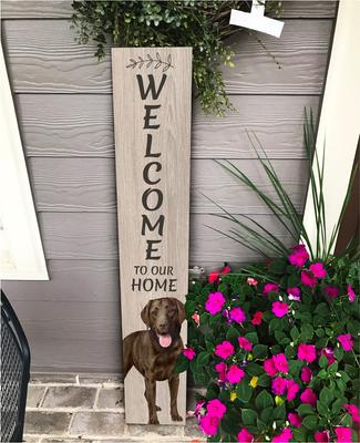 Show full view: E&S PETS Chocolate Lab Wooden Welcome Sign slide 4 of 6
