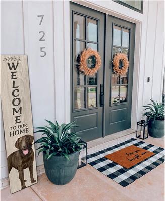 Show full view: E&S PETS Chocolate Lab Wooden Welcome Sign slide 3 of 6