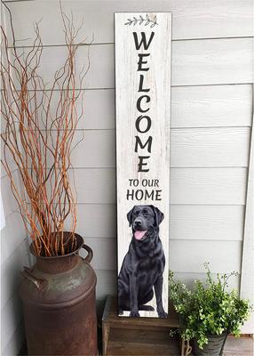 Show full view: E&S PETS Black Lab Wooden Welcome Sign slide 5 of 6