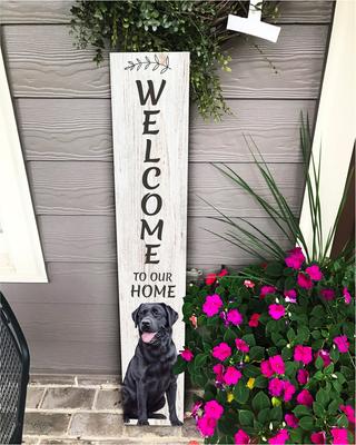 Show full view: E&S PETS Black Lab Wooden Welcome Sign slide 4 of 6