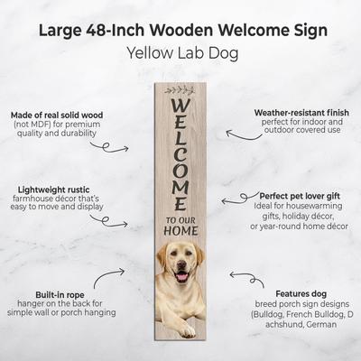 Show full view: E&S PETS Yellow Lab Wooden Welcome Sign slide 2 of 6
