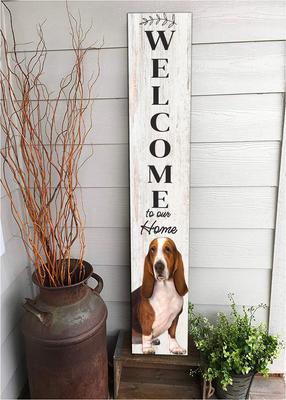 Show full view: E&S PETS Basset Wooden Welcome Sign slide 5 of 6