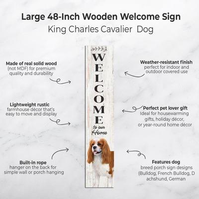 Show full view: E&S PETS King Charles Cavalier Wooden Welcome Sign slide 2 of 6