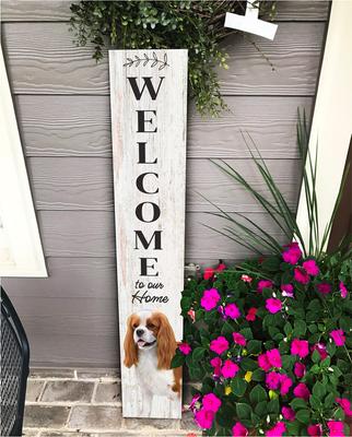 Show full view: E&S PETS King Charles Cavalier Wooden Welcome Sign slide 4 of 6