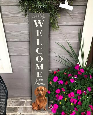 Show full view: E&S PETS Dachshund Wooden Welcome Sign, Red slide 4 of 6